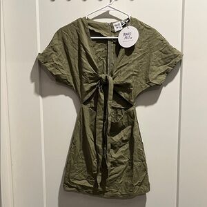 NWT Princess Polly Women's Olive Tie-Front Dress